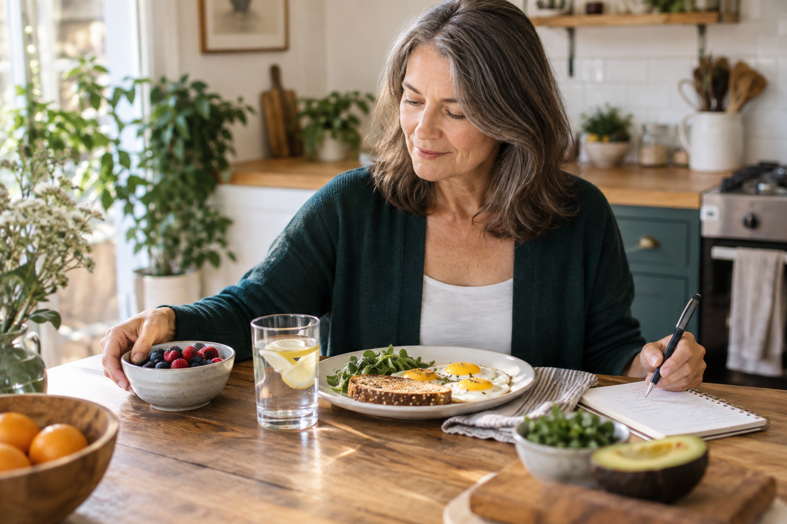 Adult learning how to start intermittent fasting with a balanced breakfast