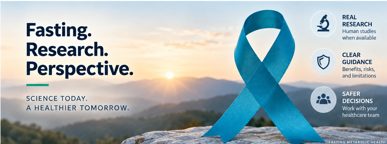Fasting and cancer research guide emphasizing human evidence, safety and oncology guidance